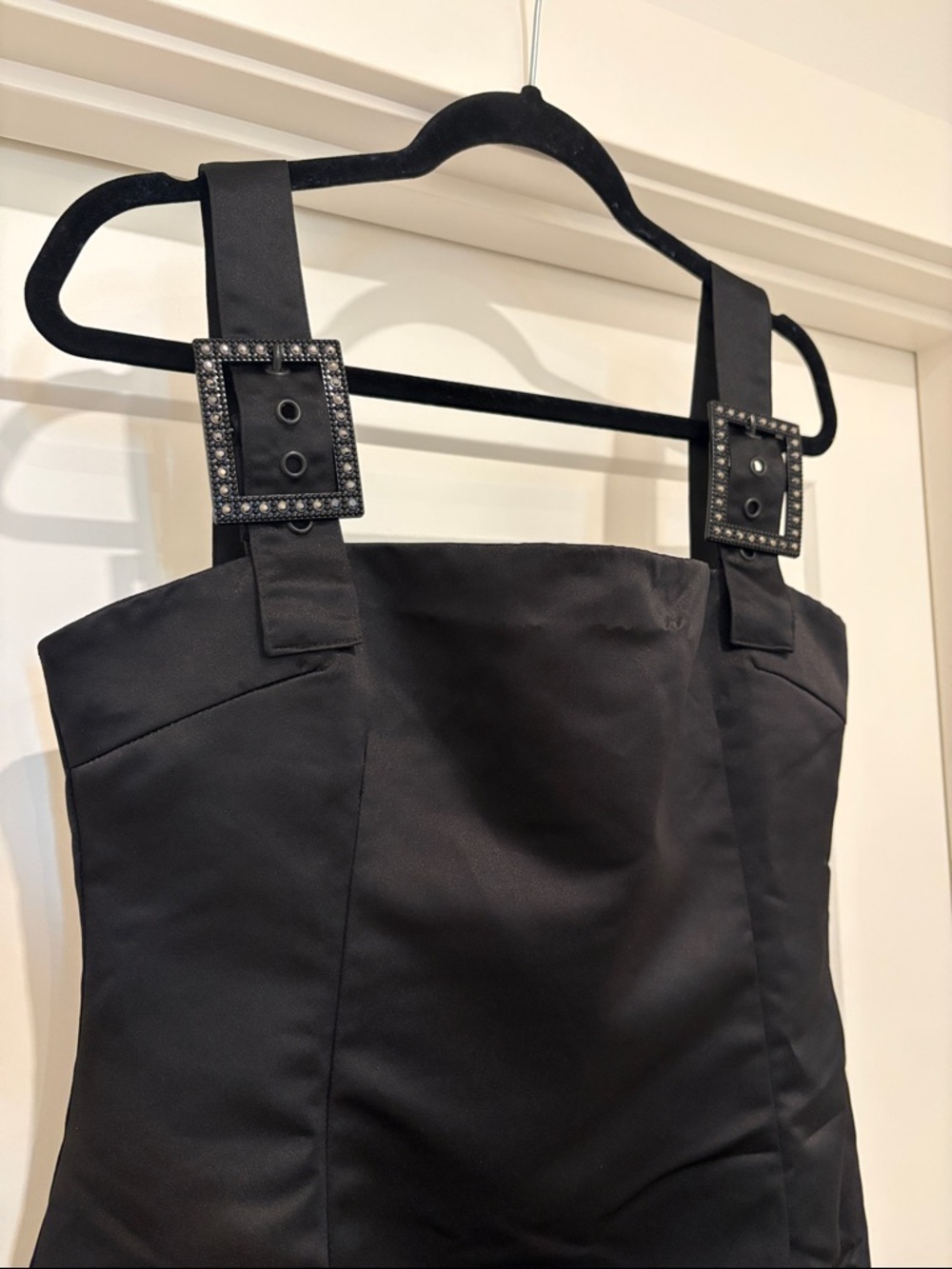 NWT [Cynthia Rowley] Gigi Satin Short Mini Cocktail Dress in Black Women’s 10 - Picture 9 of 14